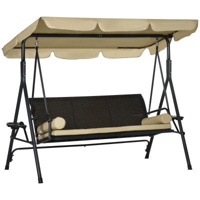 Swing Bench 86.5" L x 44" W x 59" H Black, Brown, Khaki
