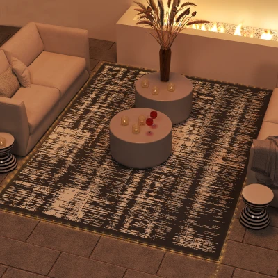 Outsunny 12' x 9' Reversible Outdoor Rug with LED Lights & Bag