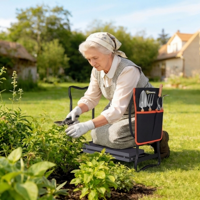 Outsunny Garden Kneeler and Seat, 330lbs Heavy Duty Gardening Stool with Thick Soft Kneeling Pad