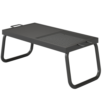 Outsunny Folding Campfire Grill, Heavy Duty Steel Mesh Grate, Portable Camping Grate with Carry Bag, Black