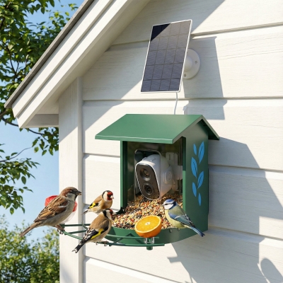 PawHut Smart Bird Feeder Camera Solar Powered with AI Identify 16000+ Birds, Auto Video Capture, Motion Detection