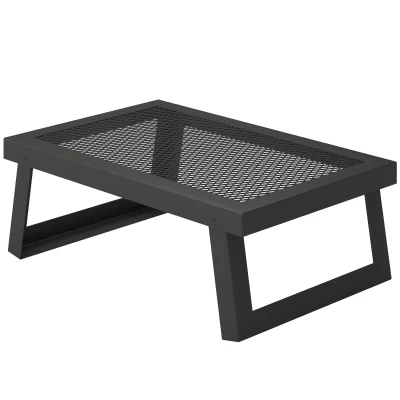 Outsunny Folding Campfire Grill, 22" x 12" Heavy Duty Carbon Steel Grill Grate with Folding Legs, Black