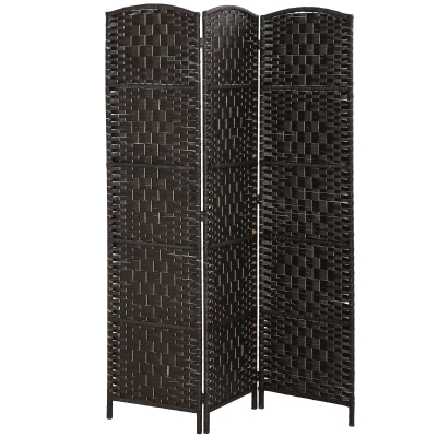 HOMCOM 3-Panel Weave Privacy Screen, 70.9" Portable Divider, Coffee