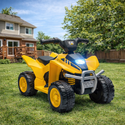 Qaba Licensed Kids ATV, 6V Electric Ride on Car for Kids with Horn, LED Headlights, for 18-36 Months, Yellow
