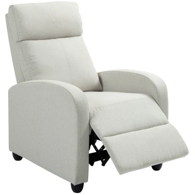HOMCOM Fabric Recliner Chair Manual Home Theater Seating Single Reclining Sofa Chair with Padded Seat, Cream White