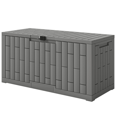 Outsunny 80 Gallon Resin Deck Box, Lockable Outdoor Storage Box, Splash-Resistant & UV Resistant Patio Storage Container