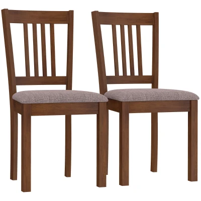 HOMCOM Modern Dining Chairs Set of 2, Linen Upholstered, Brown