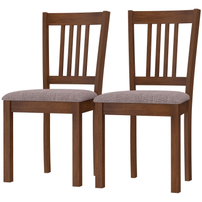 HOMCOM Modern Dining Chairs Set of 2, Linen Upholstered, Brown