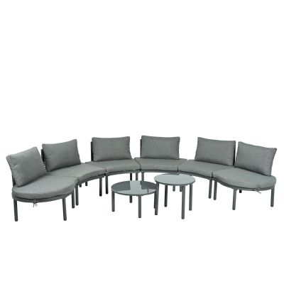 8-Piece Half Moon Sectional Sofa with 2 Coffee Table & Cushion, 34.5'' L x 25.5'' W x 12.5'' H, Gray