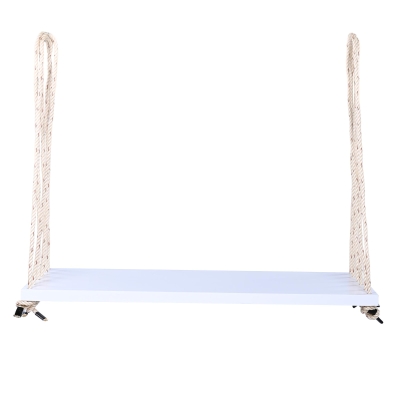 Patio Wooden Swing Chair with 10.8FT Hemp Rop, 63'' L x 23.5 W x 2'' H, White