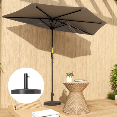 Outsunny 20 lbs Resin Half Parasol Base Outdoor Umbrella Stand Weight, Concrete Garden Parasol Stand, Black