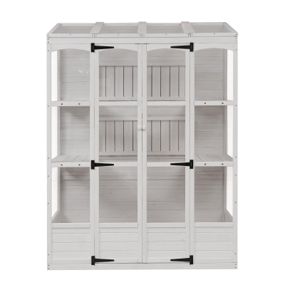 Walk-In Greenhouse with 4 Skylight & 2 Folding Shelf, 58'' L x 29'' W x 78'' H, White