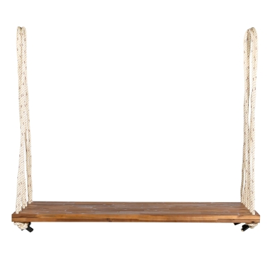 Acacia Wood Porch Swing with 10.8 FT Hemp Ropes, 63'' L x 23.5'' W x 2'' H, Natural