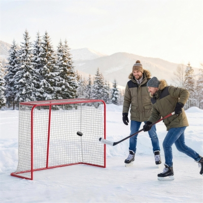 Soozier 5' x 4' Mini Hockey Goal, Easy Setup Hockey Net with Metal Frame, Lightweight & Portable