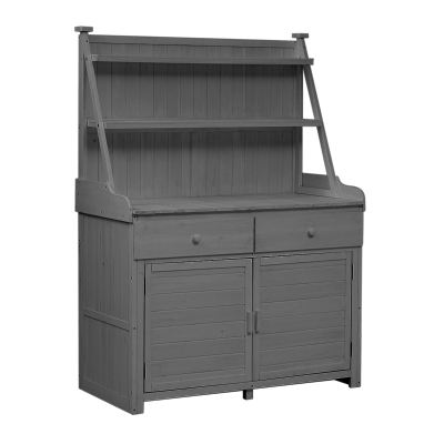 Fir Wood Potting Bench with Drawer & Cabinet for Garden, 47'' L x 23'' W x 65'' H, Gray