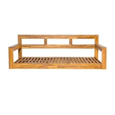 Twin Size Porch Swing Daybed with Acacia Wood Frame, 82'' L x 40.5'' W x 27.5'' H, Natural