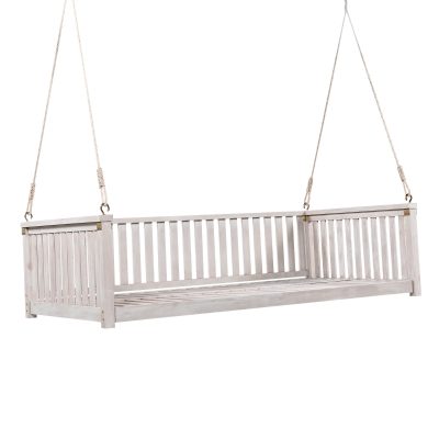 Minimalist Swing Bed with Safe Sloped Design for Backyard, 79" L x 41.5" W x 21" H, White