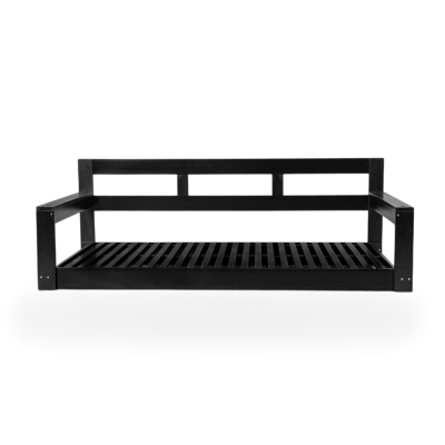 Twin Size Porch Swing Daybed with 4 Hanging Ropes and High Back, 82'' L x 40.5'' W x 27.5'' H, Black