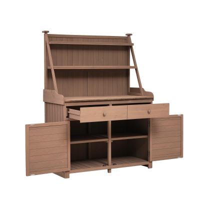 Garden Potting Bench Table with Cabinet, 47'' L x 23'' W x 65'' H, Brown