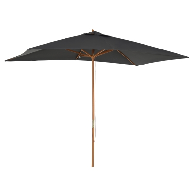 Outsunny 7' x 10' Wooden Patio Umbrella, Rectangle Garden Parasol, Outdoor Sunshade Canopy with Bamboo Ribs for Garden, Dark Grey