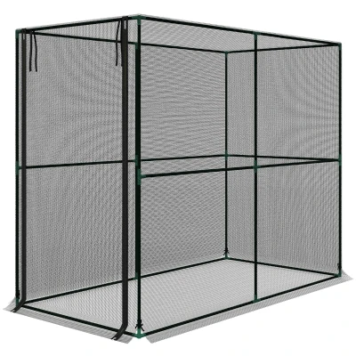 Outsunny Crop Cage, Plant Protection Tent with Zippered Door, Plant Protector from Animals for Vegetables Flowers Fruits, Black