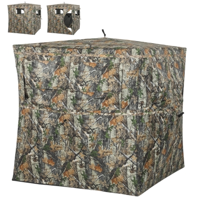 Outsunny 2-Person Hunting Blind, See-Through Pop-Up with 270° View, Camouflage