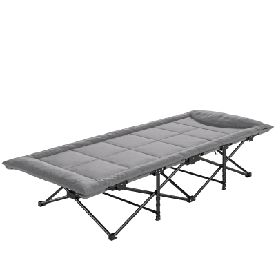 Outsunny Camping Cot for Adults with Padded Cushion, 31.5" Wide Folding Bed with Carry Bag and Non-Slip Feet, Grey