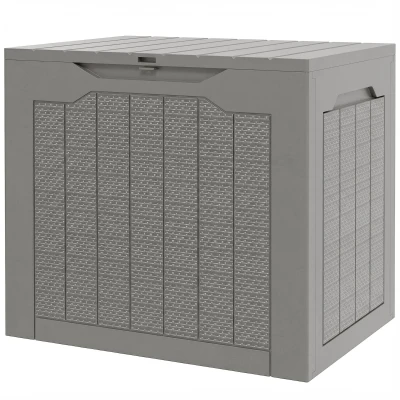 Outsunny 28 Gallon Deck Box, Resin Outdoor Storage Box with Handles, Waterproof and UV Resistant Storage Container