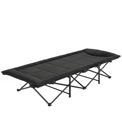 Outsunny Camping Cot for Adults with Padded Cushion, 31.5" Wide Folding Bed with Carry Bag and Non-Slip Feet, Black