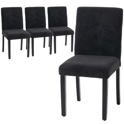 HOMCOM Modern Dining Chairs Set of 4, Kitchen Chairs with Rubberwood Legs and Padded Seat, Black