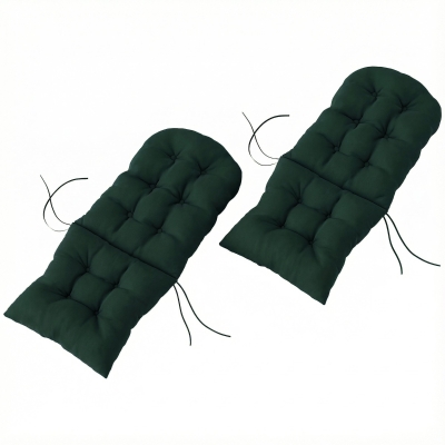 Outsunny Outdoor Tufted Adirondack Chair Cushions Set, Dark Green