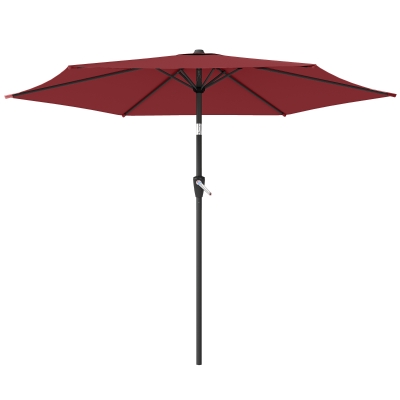 Outsunny 9FT Patio Umbrella, Outdoor Table Patio Umbrellith Tilt, Crank, 6 Ribs, UV Protection for Garden, Lawn, Deck, Backyard