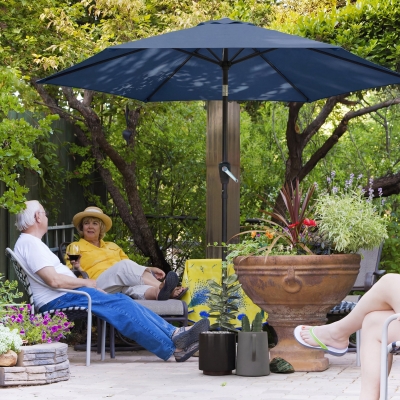 Outsunny 9FT Patio Umbrella, Outdoor Table Patio Umbrellith Tilt, Crank, 6 Ribs, UV Protection for Garden, Lawn, Deck, Backyard