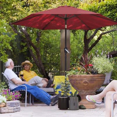 Outsunny 9FT Patio Umbrella, Outdoor Table Patio Umbrellith Tilt, Crank, 6 Ribs, UV Protection for Garden, Lawn, Deck, Backyard