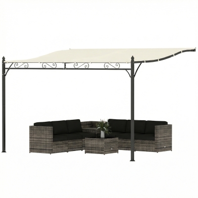 Outsunny 11.5' x 8.2' Outdoor Pergola, Wall Mounted Lean to Pergola with Metal Frame, UPF30+, Garden Gazebo