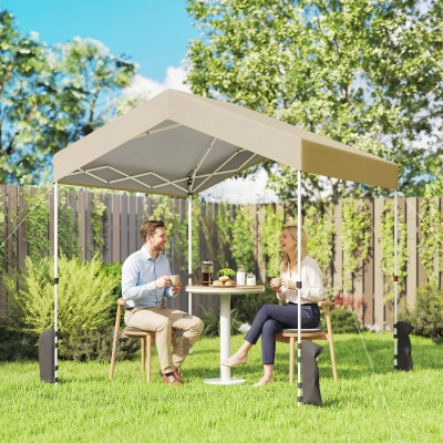 Outsunny 8 x 8 ft Pop Up Canopy Tent with 1-Button Push Easy Setup, UPF 50+ A-Frame Outdoor Instant Canopy, Beige