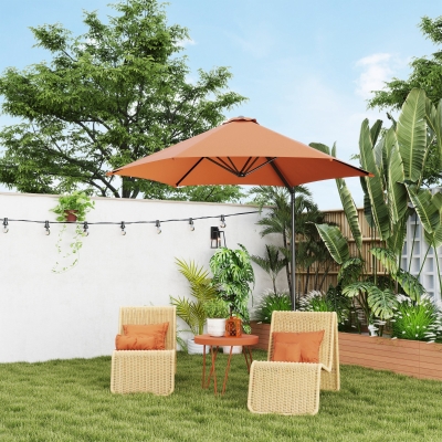 Outsunny 8.5FT Offset Patio Umbrella with 360° Rotation, Outdoor Cantilever Roma Parasol Hanging Sun Shade Canopy Shelter with Cross Base, Orange