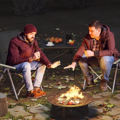 Outsunny Camping Chairs 2 Pack, Portable Folding Camp Chair with Padded Seat and Bag, Outdoor High Back Recliner, Black