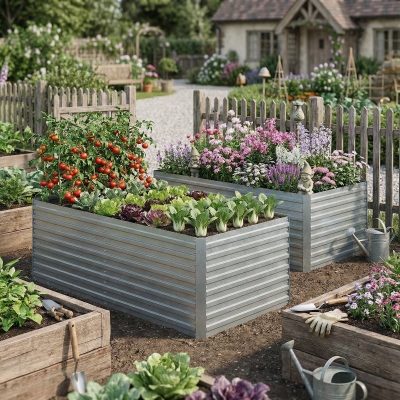 Outsunny Set of 2 Galvanised Raised Garden Bed, 6 x 3 x 2 ft Metal Garden Bed with Safe Edging, Silver