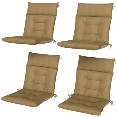 Outsunny Patio Chair Cushions Set of 4, Waterproof Non-Slip Lounge Chair Cushions, 44"x21", Khaki
