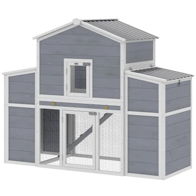 PawHut 66.5" Large Chicken Coop, Wooden Chicken House with 2 Nesting Boxes, Sliding Tray & Ramp, for Outdoor Backyard Farm