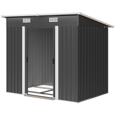 Outsunny 7'x 4' Metal Patio Storage Shed Garden Lockable Shed Tool Utility Storage Unit, Black