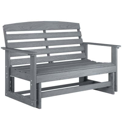 Outsunny Patio Glider Bench, HDPE Double Rocking Chair, Gray