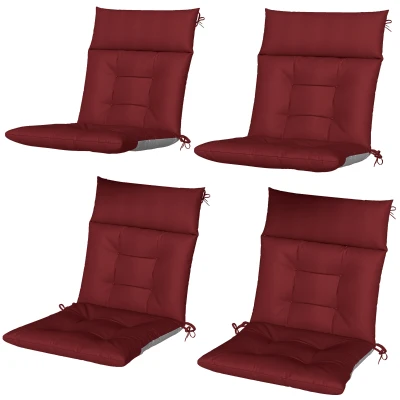 Outsunny Patio Chair Cushions Set of 4, Waterproof Non-Slip Lounge Chair Cushions, 44"x21", Wine Red