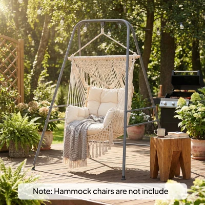 Outsunny Hammock Chair Stand with Anti-Slip Pads, 2 Carabiners, Gray