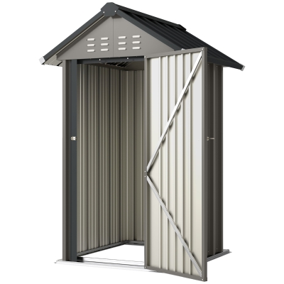 Outsunny Outdoor Storage Shed with Lockable Door, Metal Garden Shed with 4 Vents for Backyard Patio