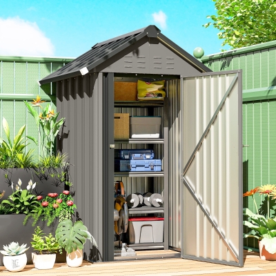 Outsunny Outdoor Storage Shed with Lockable Door, Metal Garden Shed with 4 Vents for Backyard Patio