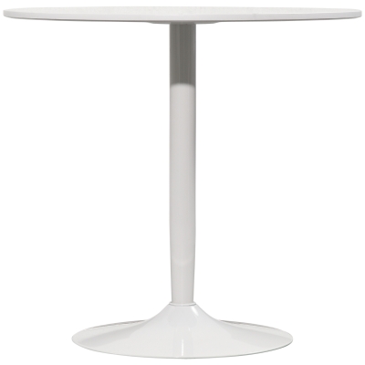 HOMCOM Modern Kitchen Table for 2 People, Round Dining Table with Steel Base for Living Room, Dining Room, White