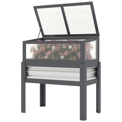 Outsunny Raised Garden Bed with Mini Greenhouse, Elevated Planter