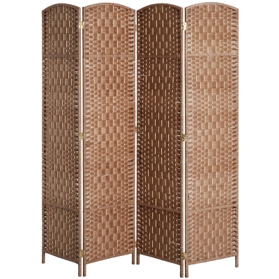 HOMCOM 6FT Tall Folding Room Divider, Wicker Weave Privacy Screen